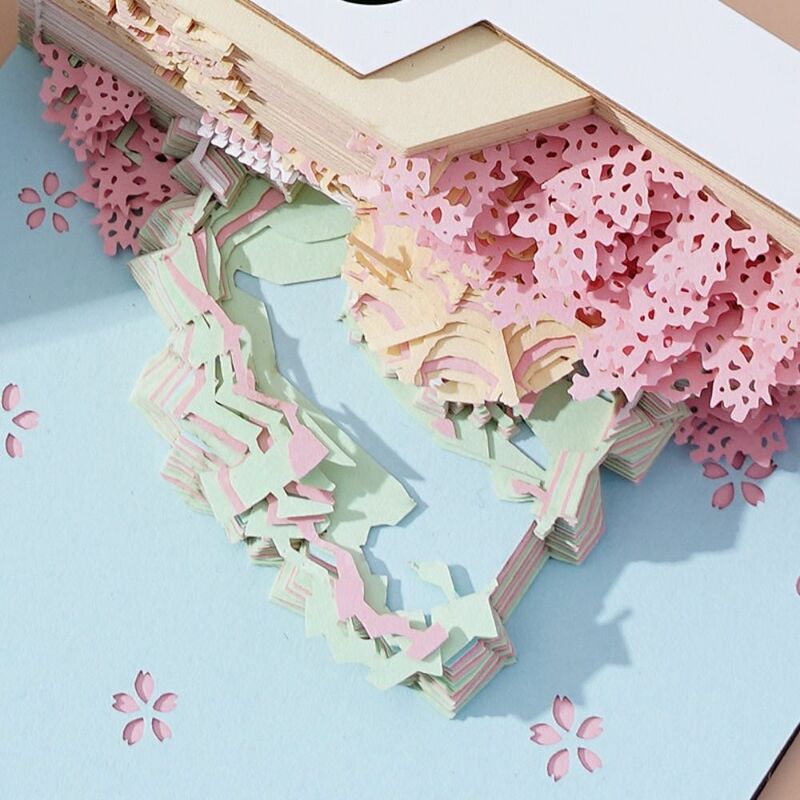 Handmade Crafts 3D Carving Sticky Notes Message Paper Post Memos 3D Sticky Notepad Hand-tear Adhesive Diy Memo Note Paper