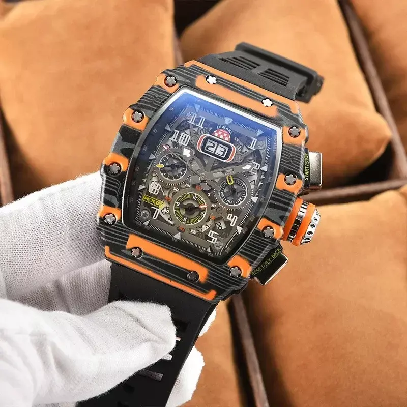 2024 Top Luxury Luxury Richard Mechanical Style Men's Waterproof Watch 6-pin Automatic Calendar Men's Watch