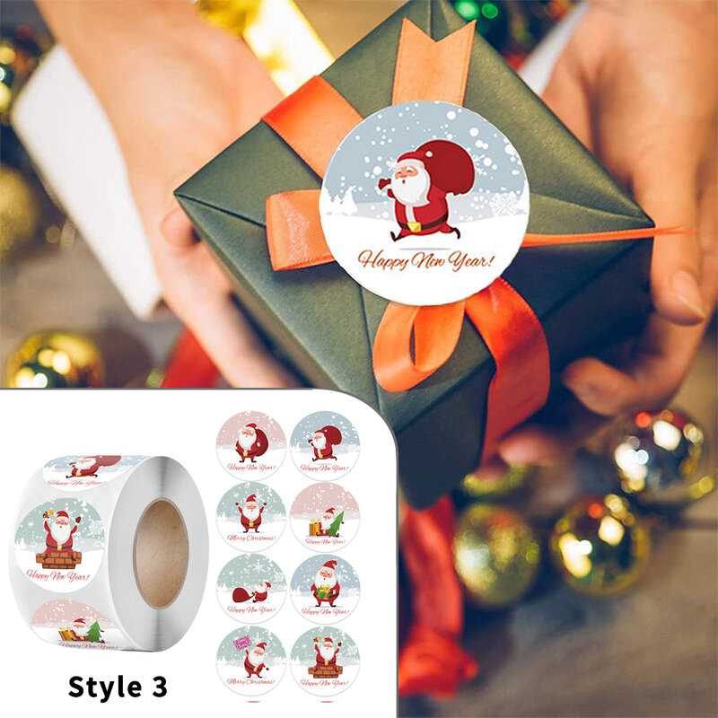 Feliz Natal Decoração Adesivos, Santa Deer Embalagem Rodada Etiqueta Etiquetas para Envelope, Festa de Ano Novo, Xmas Decor Gift, 500pcs