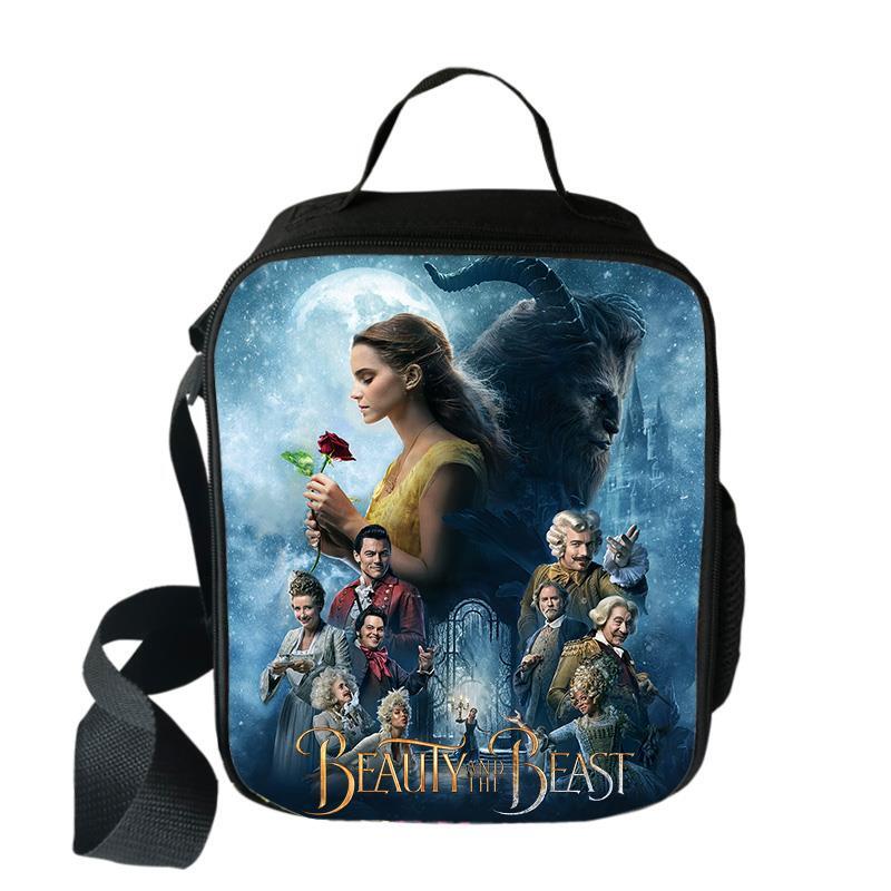 Hot Disney Beauty and the Beast Lunch Bags Women Men Food Portable Insulated Lunch Box Fashion Children School Lunch Bags Gift