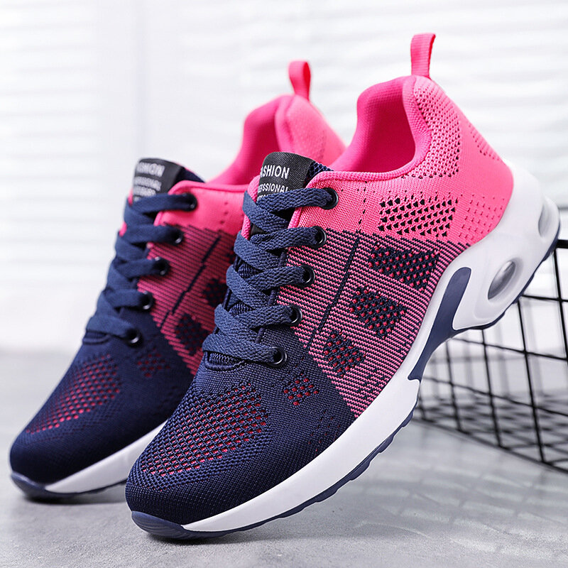 2024 new women's vulcanized shoes thick-soled casual sports mesh breathable running thick-soled summer sports tennis shoes