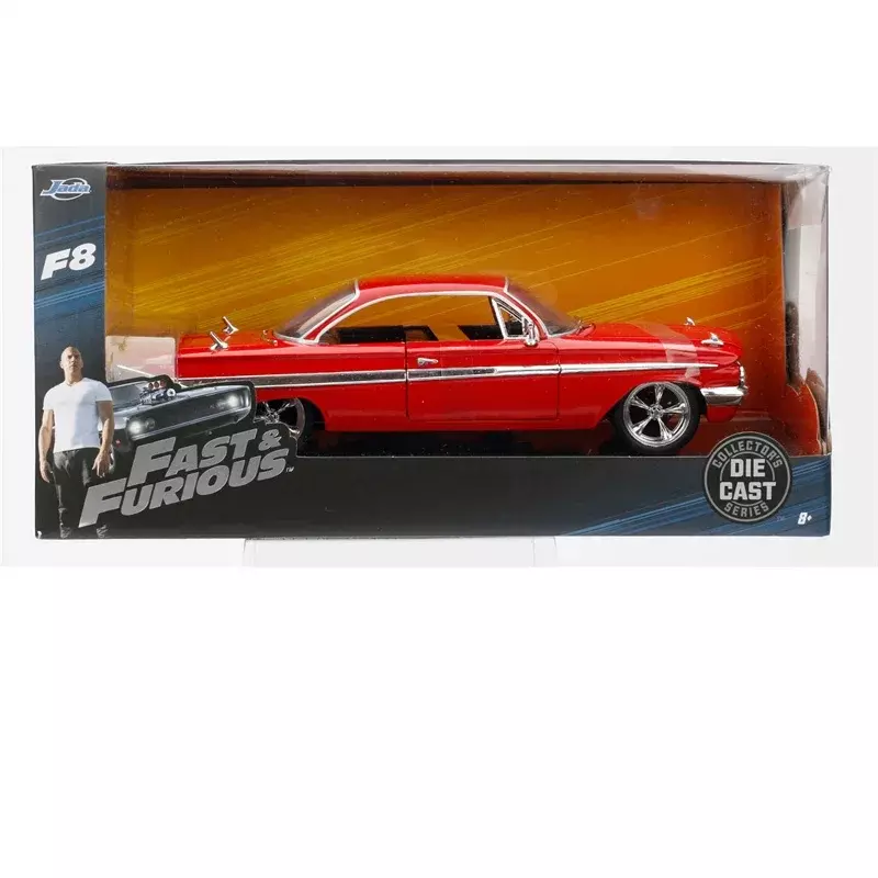 Jada 1:24 Fast &Furious Dom’s 1961 Chevy Impala Diecast Metal Alloy Model Car Chevrolet Toys For Children Gift Collection