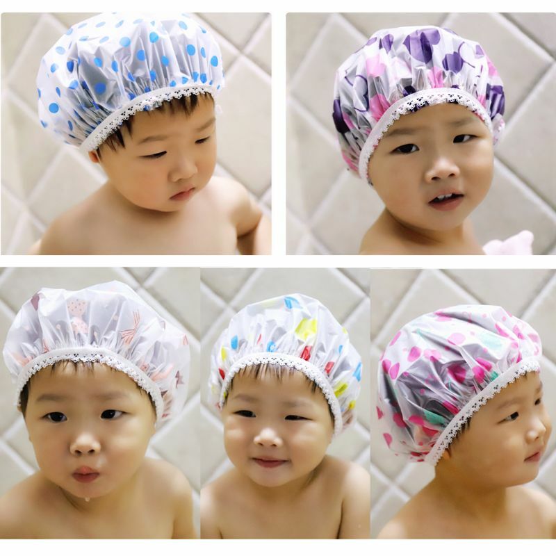 긴/두꺼운 머리카락을 위한 세련된 샤워 캡, 여성과 소녀를 위한 귀여운 헤어 커버 아기 유아를 위한 방수 목욕 모자 보닛