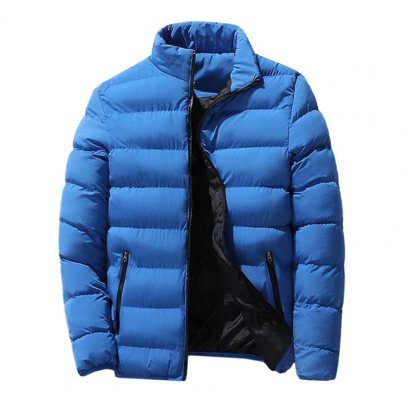 Männer Wintermantel gepolstert dicken Reiß verschluss Verschluss Stehkragen Langarm warme Jacke