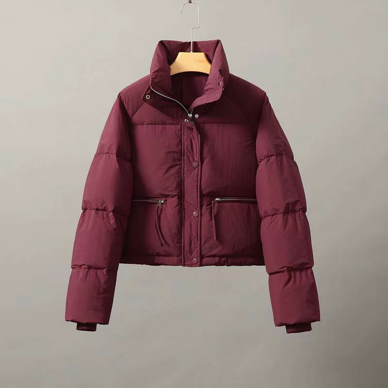 2023 nowy, krótki, wszechstronny, modny stójka jesienno-zimowy odporne na zimno, zagęszczony pikowana kurtka bawełniany płaszcz