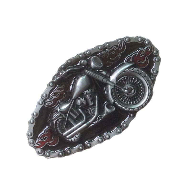 Fivela cinto vintage com relevo metal, padrão motocicleta, fivela cinto delicada, acessórios cintura, fivela rock