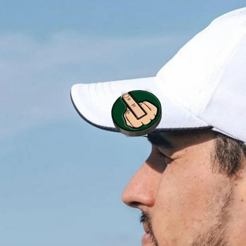 Penanda bola Golf jari tengah Lucu hadiah topi Golf logam dapat dilepas klip posisi bola Golf Mark Golfer