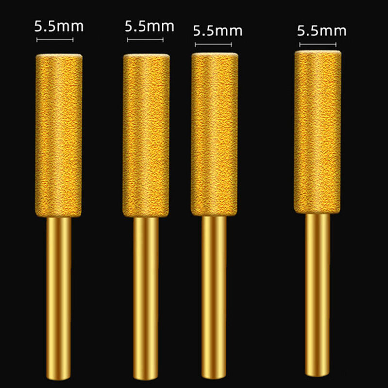 4pcs Diamond Coated Cylindrical Burr Chainsaw Sharpener Stone File Chain Sharpening Carving Grinding Power Tool