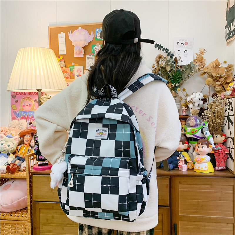 กระเป๋านักเรียนหญิงนักเรียนมูลค่าง่ายและสาวน่ารักตาข่ายนักเรียนมัธยมเกาหลี Ins กระเป๋าเป้สะพายหลัง