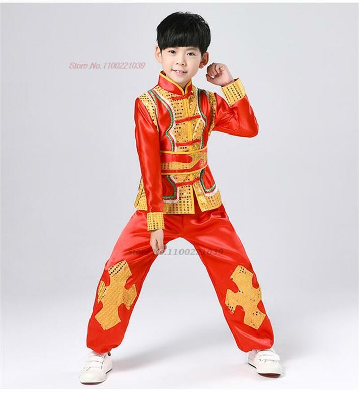 بدلة زي الكونغ فو الصينية التقليدية للأطفال ، الترتر الوطني ، بدلة الووشو ، ملابس الجناح تشن التقليدية ،