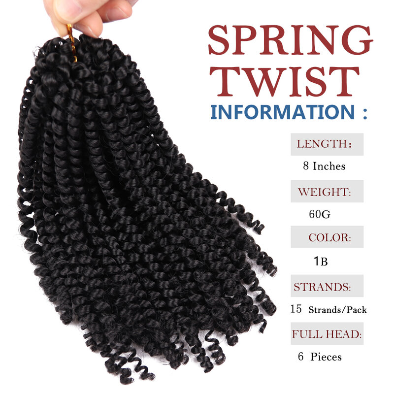8 Cal wiosennych włosów typu Twist puszysty włosy plecione typu Twist-Twist kolor Ombre szydełkowe włosy włosy plecione