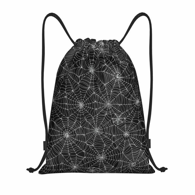Spider Web Pattern Drawstring Backpack Women Men Gym Sport Sackpack Portable Shopping Bag Sack