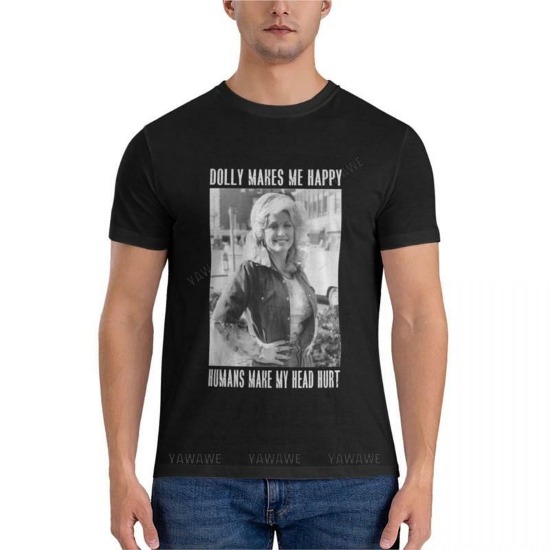 men cotton t-shirt Retro Dolly Parton's Makes Me Happy Active T-Shirt mens graphic t-shirts for men summer top tees