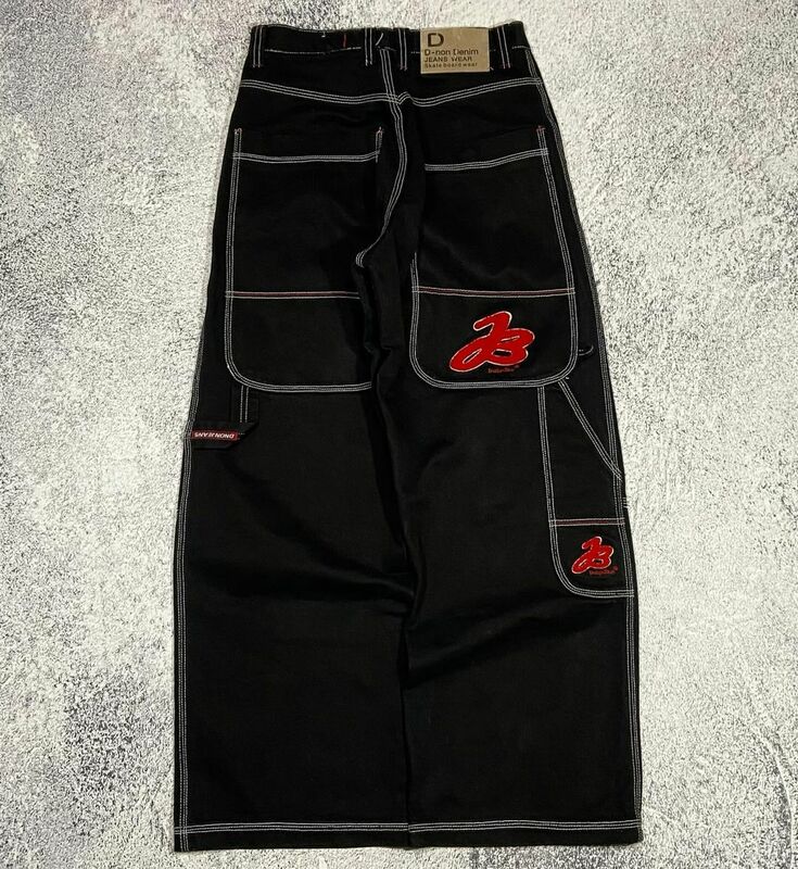 Винтажные мешковатые джинсы в стиле хип-хоп в стиле Харадзюку с рок-вышивкой Женские уличные джинсы Y2k с высокой талией и широкими штанинами прямые брюки
