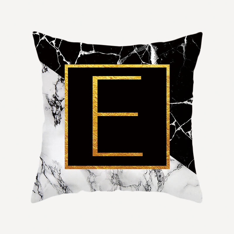 ZHENHE – housse de coussin à motifs géométriques en marbre, 26 lettres, imprimée Double face, pour décoration de canapé de chambre à coucher, 18x18 pouces (45x45cm)