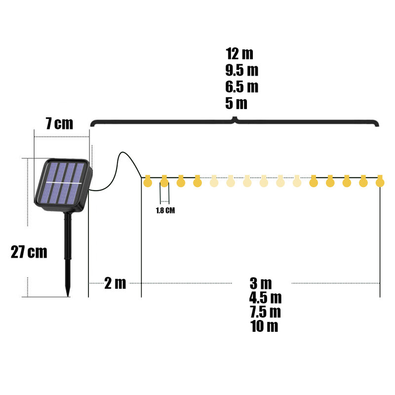 100 Led Solar Light Outdoor Ip65 Waterdichte String Fairy Lampen Solar Tuin Slingers Kerstversiering 12M