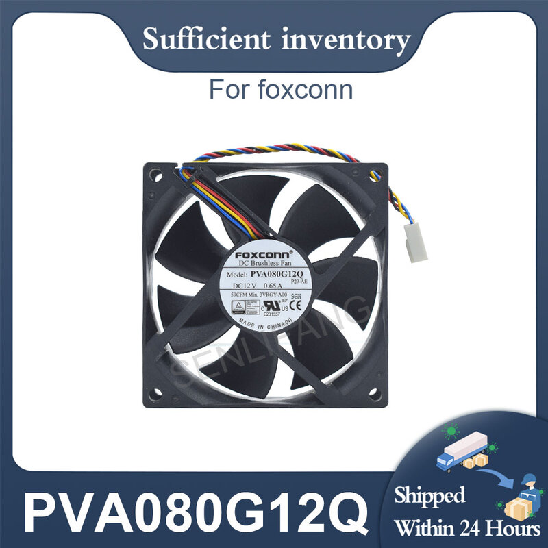 Ventilador de refrigeración cuadrado para FOXCONN PVA080G12Q, 80MM, DC12V, 0.65A, 4 cables, 80x80x25MM, PWM, 03, VRGY 3, VRGY, nuevo