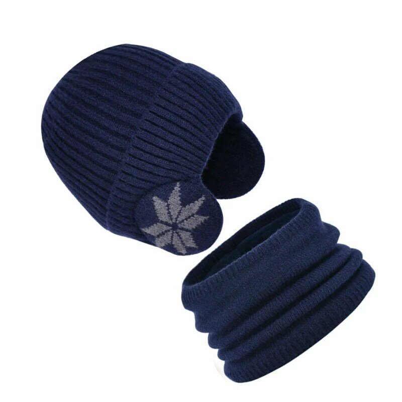 Zimowe czapki + szaliki dla dzieci Wiatroszczelna, gruba wewnętrzna pluszowa czapka traperska