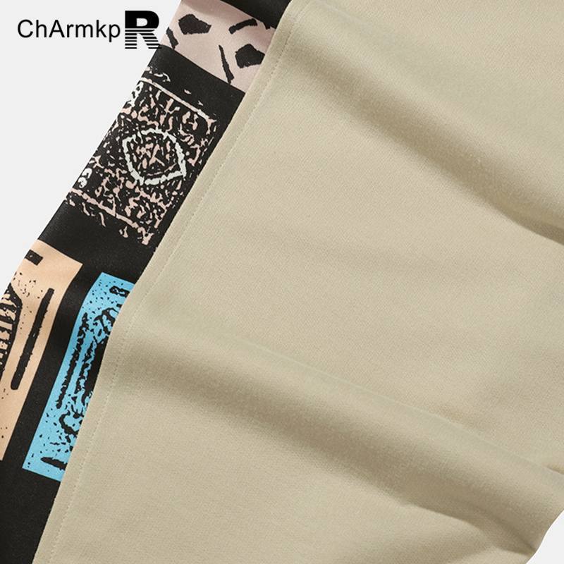 Мода ChArmkpR 2024 Лето Весна Мужская одежда мужские свободные Бриджи длинные брюки в стиле пэчворк уличная одежда
