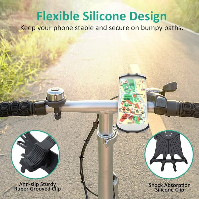Rotação Silicone bicicleta titular do telefone móvel, motocicleta guiador, 4.0 "-6.0" suporte do telefone