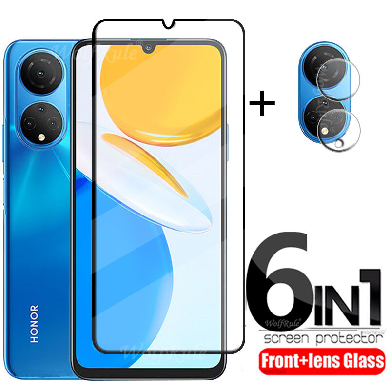 Protector de pantalla 6 en 1 para Huawei Honor X7, cristal templado 9H HD, cristal de lente