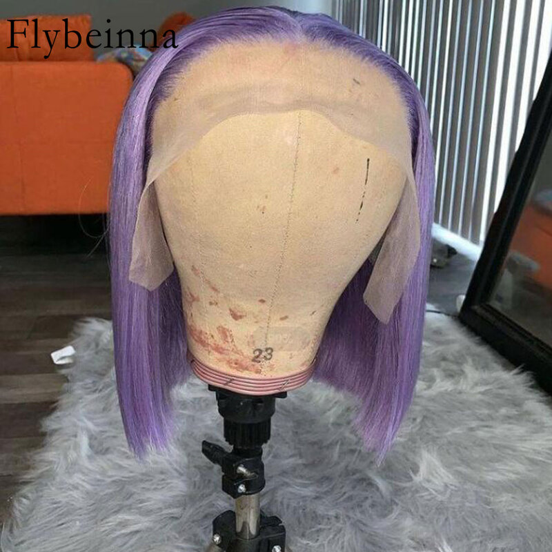 Bob Straight Wig Human Hair Purple Wig Lace Frontal Wig 13x6 Lace Wig Transparent Lace Frontal Wig Brazilian Remy Hair Bob Wig