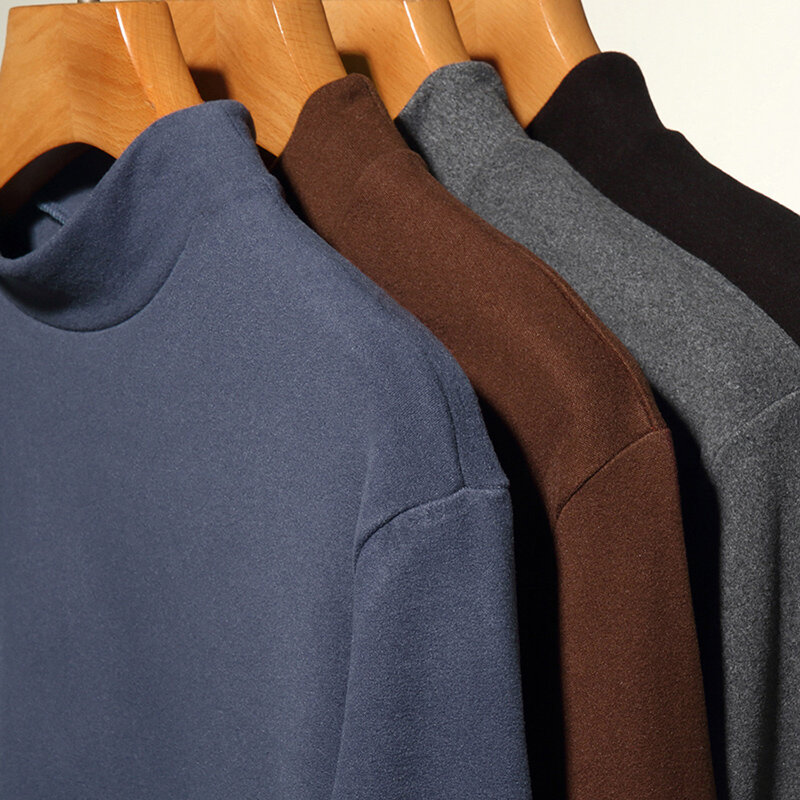 Jersey de forro polar para hombre, ropa interior gruesa de Color sólido, cómoda y sencilla, informal, para uso diario, 2023