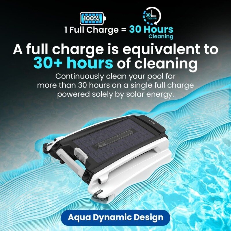 Betta SE Solar Powered Automatic Robotic Pool Skimmer Cleaner with 30-Hour Continuous Cleaning Battery Power