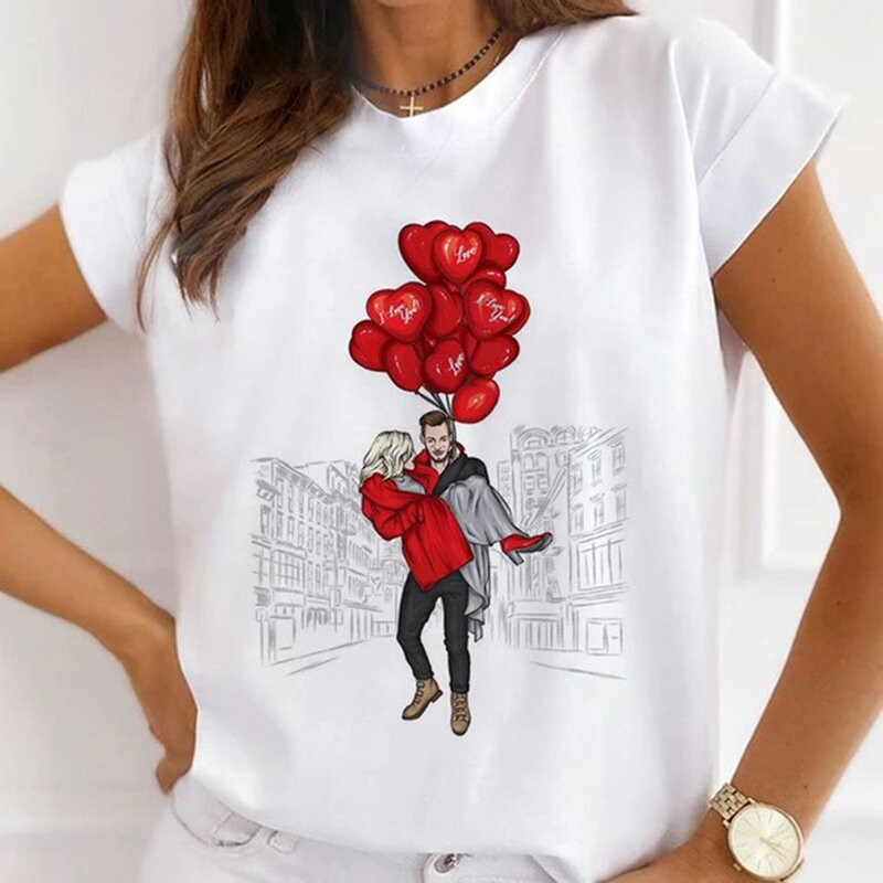 T-shirt com gola redonda para mulher, manga curta, respirável, casual, moda, europa e estados unidos