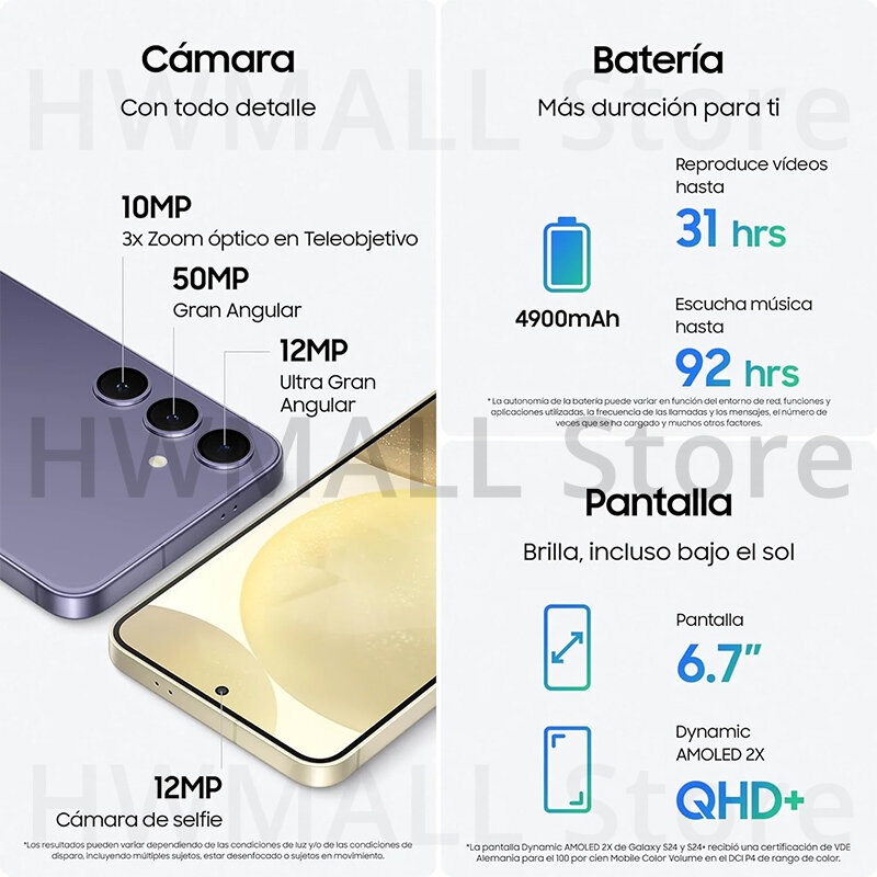 Samsung-Galaxy S24 Plus Smartphone AI, Snapdragon 8, Gen 3, Câmera ampla de 50MP, 6,7 ", AMOLED dinâmico, Tela 2X, 45W, 4900 mAh, Novo, 2022