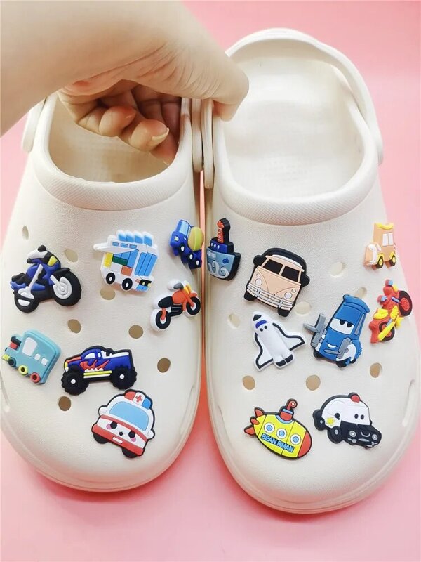 Cute Traffic Style Shoe Charms Funny Car Airplane Shoe Accessories PVC Buckle Decor Diy Croc Jeans Ornaments Children Party Gift