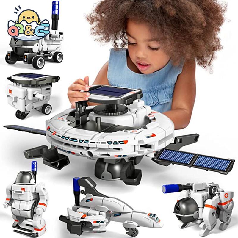 Science Experiment Solar Robot Toy, DIY Building Powered, Learning Tool, Robots Educação, Kit Gadgets Tecnológico para Criança, 6 em 1