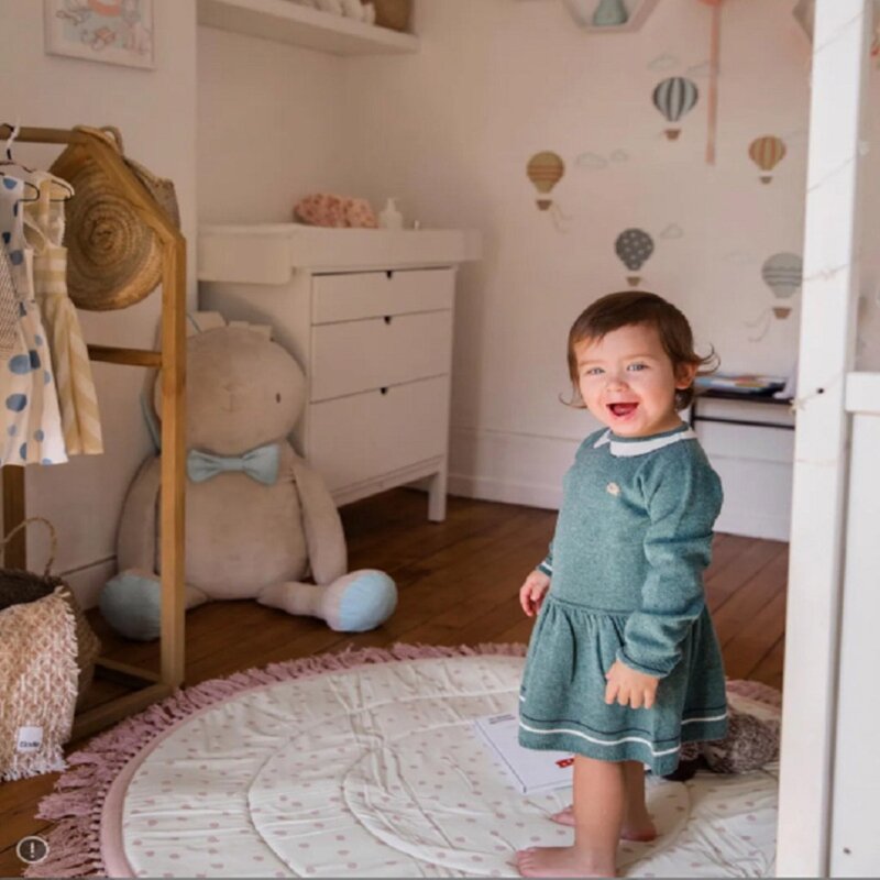 พรมปูพื้นเด็กผ้าฝ้ายนุ่มสำหรับเล่นเสื่อรองคลานแผ่นรองคลานผ้าห่มกิจกรรมพื้นเบาะเด็กประดับห้องเด็ก