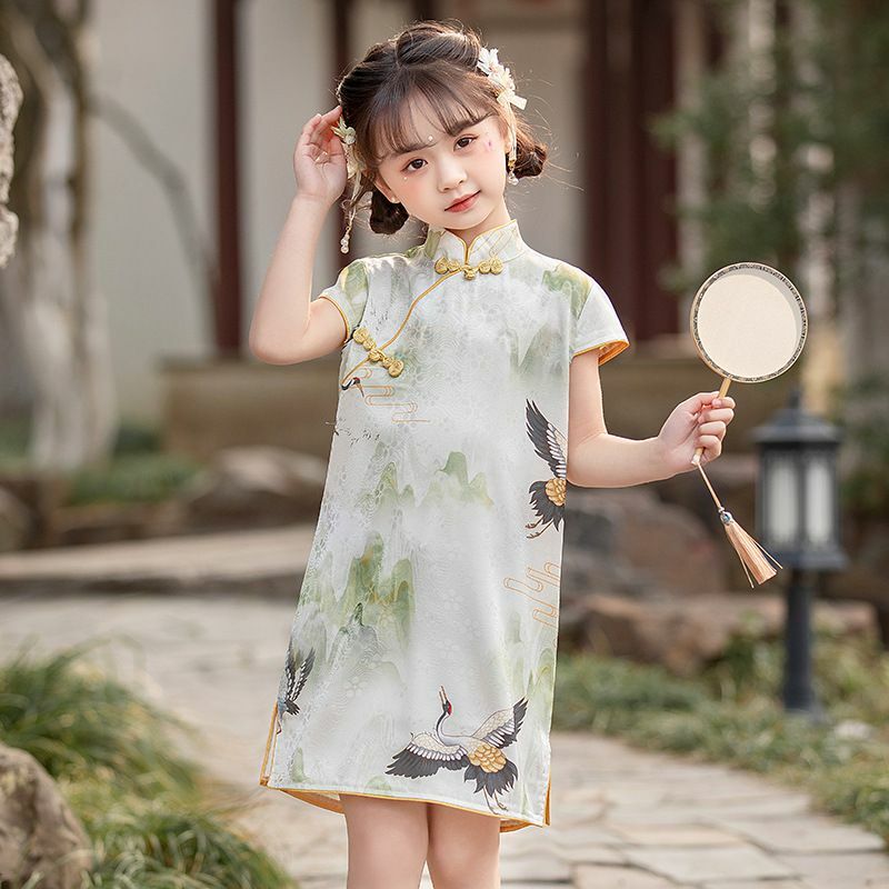 2024 New Year Girls Cheongsam Hanfu Clothing Kids Tangsuit Children Party Birthday Daily Wear Fairy Dress Costume