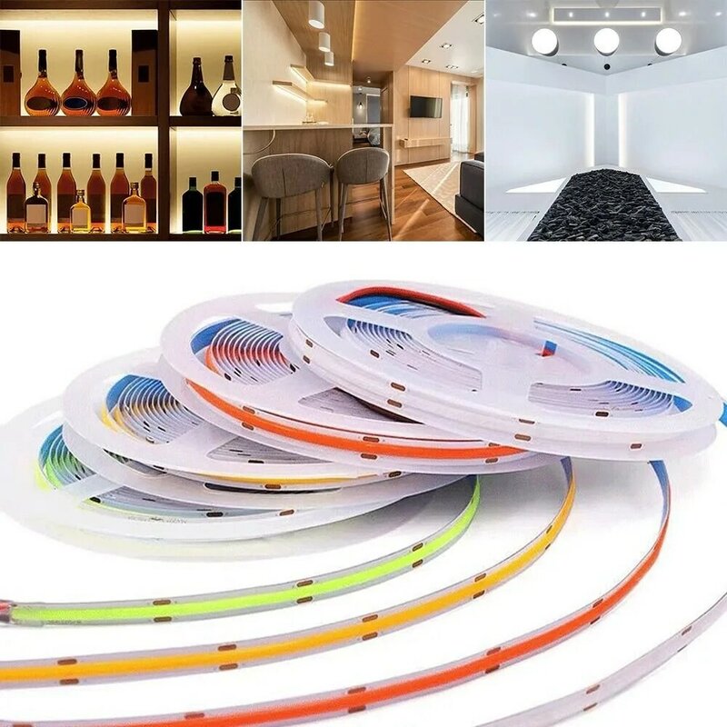 Tira de luces Led Cob para el hogar, cinta Flexible de 320 K/3000K, de alta densidad, autoadhesiva, para juguete, 12V, 6000 lámparas