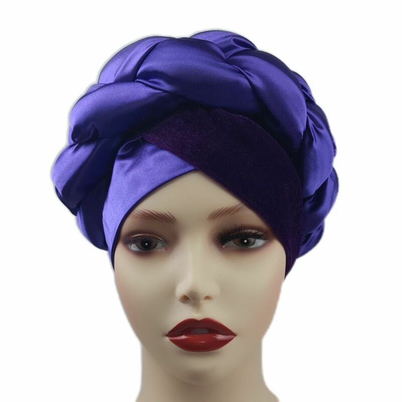 African Headtie 2022 Summe Fashion Style African Women Solid Color Headtie African Caps