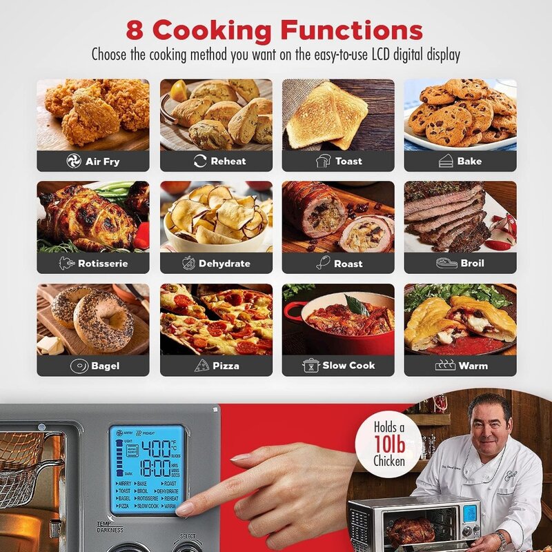 360 Air Fryer, teknologi Quick Cook 360 °, kapasitas XL, 12 fungsi memasak pra-set termasuk panggang, Rotisserie. Broil, Pizza