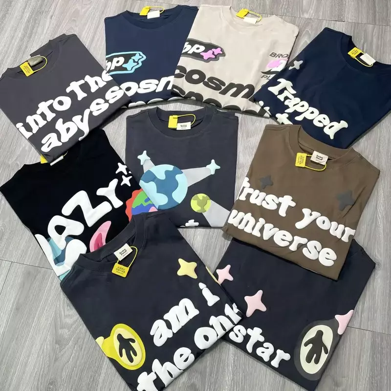 Harajuku Broken Planet t shirt Foam Print Cartoon Graphic Tee Summer Oversized Casual Best Quality goth T shirts for women