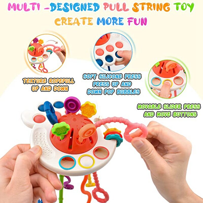 Mainan aktivitas tali serut perjalanan sensorik, pendidikan pembelajaran, keterampilan motorik halus, anak perempuan, bayi