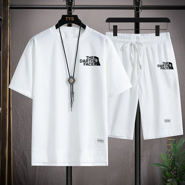Мужская футболка с коротким рукавом и спортивные шорты, Корейская спортивная одежда, повседневная одежда, комплект для бега, летняя мода