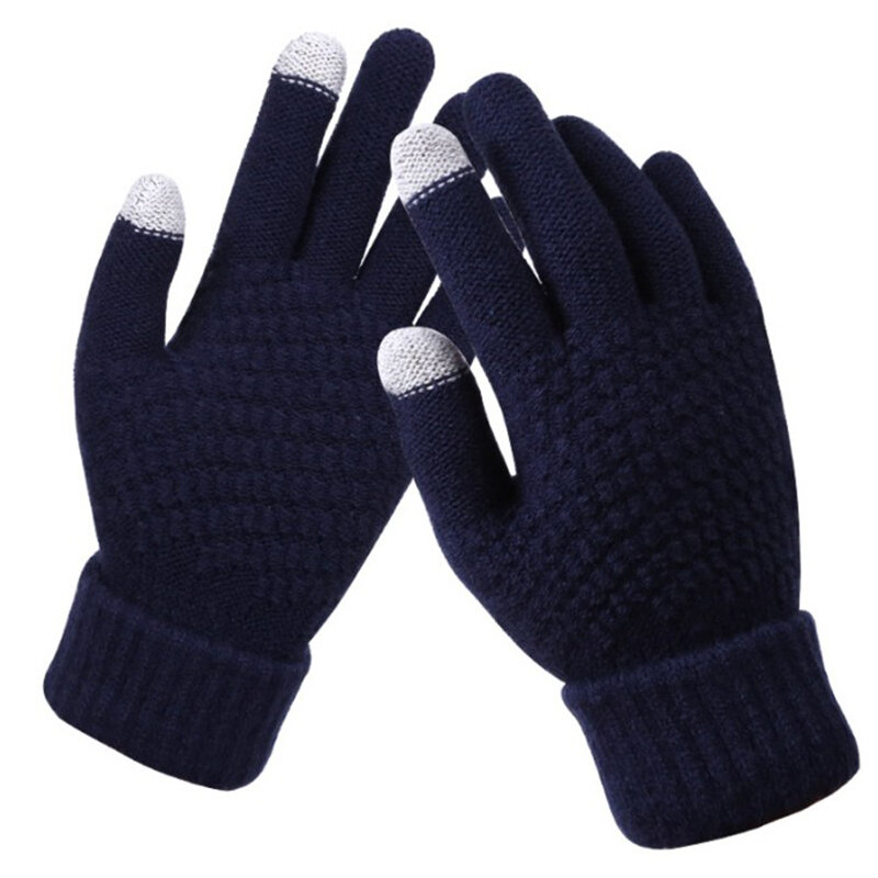 Guanti invernali caldi lavorati a maglia guanti lavorati a maglia Touch Screen per cellulare guanti invernali spessi caldi per adulti per uomo donna
