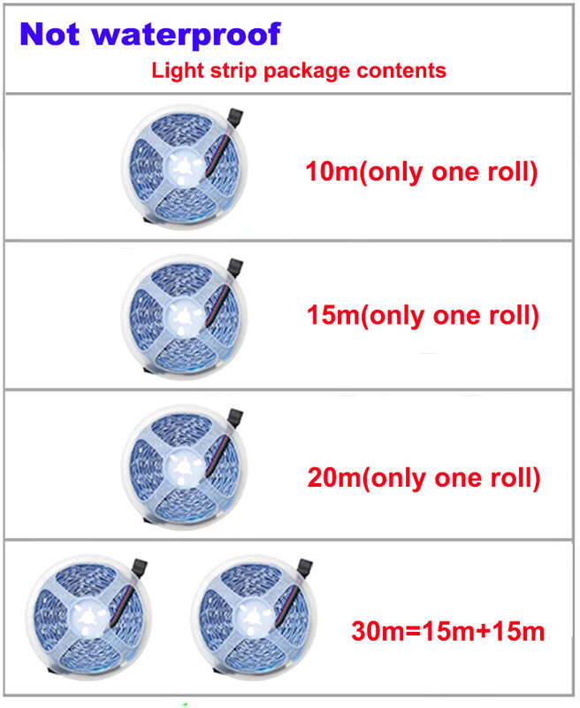 USB LED RGB Strip Lights para decoração de quarto, Fita SMD5050 Neon Lights, Controle Bluetooth, 1-5m, 10m, 15m, 20m, 30m