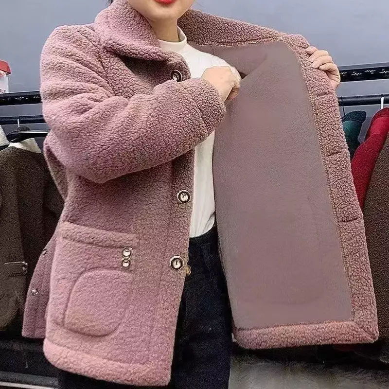 Aksamitny zagęszczony płaszcz z polaru z długim rękawem jesień/zima w połowie długości ciepły płaszcz dla kobiet