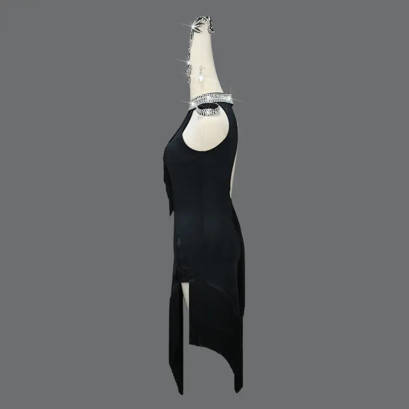 Vestido de baile latino para mujer, traje negro de encaje con flecos y borlas, ideal para fiesta, Club, bailarina, cantante, gran oferta, 2024