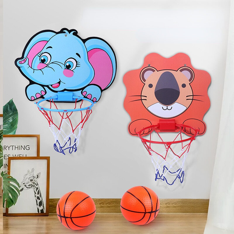 New Kids Basketball Hoop Kit Cartoon Creative Animals Basketball Stand Outdoor Indoor Game Sport Play Toys for Children Kids
