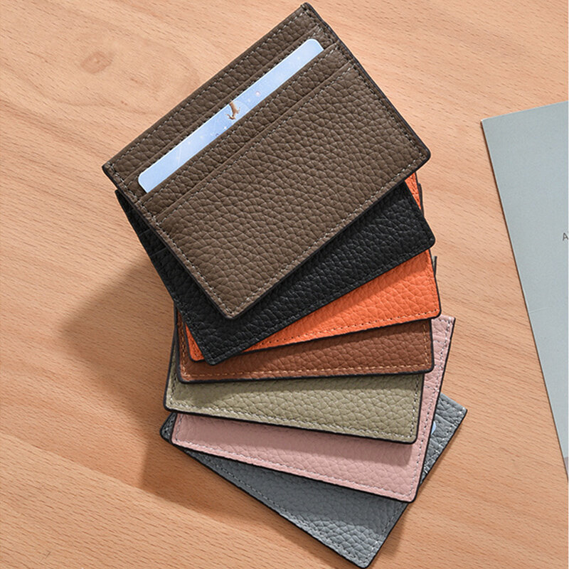 Top Deluxe cow leather 7 card slots card bag mini card holder ultra thin card sleeve small credit card business card holder