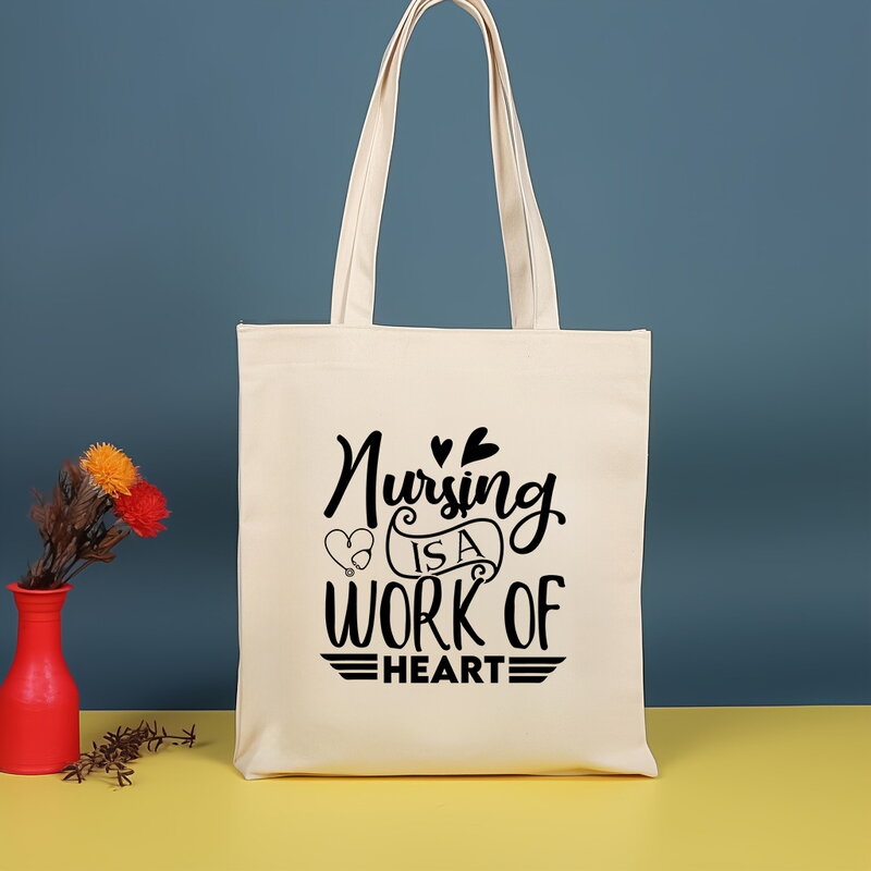 Bolso de hombro con estampado del Día de la enfermera para mujer, bolso de gran capacidad, organizador de compras de ocio, bolso de compras de lona de moda