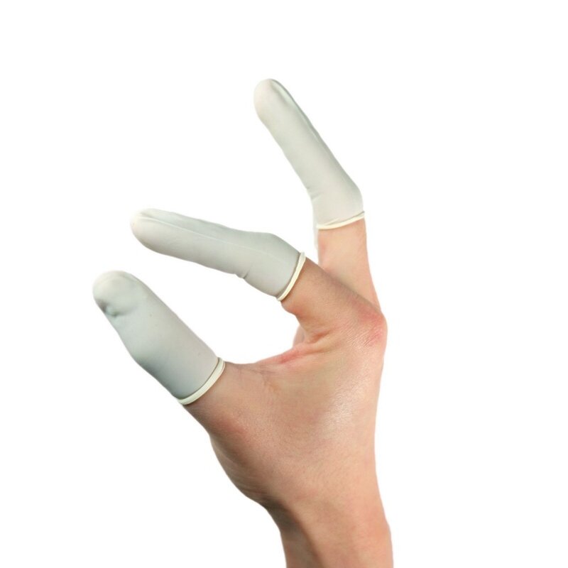 Luvas descartáveis Fingertips Protector, borracha natural, antiderrapante, anti-estático, de látex Finger Cots, ferramenta durável, 50 pcs, 100pcs