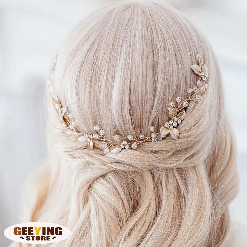 Diadema de Peine de hoja de perla hecha a mano para mujer, accesorios para el cabello, diadema de Tiara, accesorios de boda