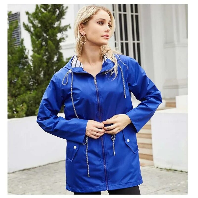 여성용 긴팔 야외 바람막이 재킷, 방수 하이 퀄리티 후드 코트, 트렌치 하이킹 캠핑 낚시 윈드치터 JNT5